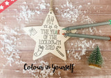 Wooden Colour In Doodle Star Ornament or magnet - Merry Xmas to the best Keyworker