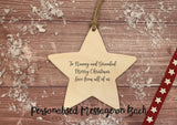 Wooden Colour In Doodle Star Ornament or magnet - Merry Xmas to the best Step Sister