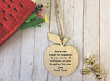 Wooden Hanging Apple - Teacher Name