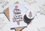 Christmas Tree Teacher A6 Postcard