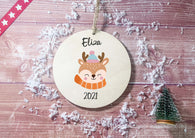 Wooden Circle Decoration - child's name deer