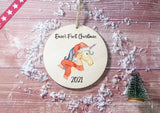 Wooden Circle Decoration - baby's first xmas unicorn