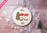 Wooden Circle Decoration - child's name santa gonk