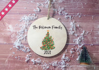 Wooden Circle Decoration - family personalised tree