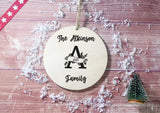 Wooden Circle Decoration - Monochrome monogram family name