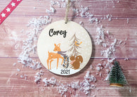 Wooden Circle Decoration - Forest animals child's name