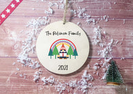 Wooden Circle Decoration - Rainbow gonk family personalised