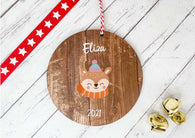 Dark Wood Circle Decoration - child's name deer