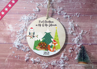 Wooden Circle Decoration - festive friends - first xmas as mr & mrs