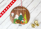 Dark Wood Circle Decoration - baby's first xmas festive friends