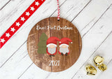 Dark Wood Circle Decoration - baby's first xmas santa gonk