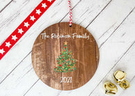 Dark Wood Circle Decoration - family personalised tree
