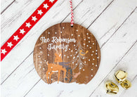 Dark Wood Circle Decoration - forest animals family personalised