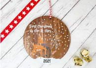 Dark Wood Circle Decoration - forest animals first xmas as mr & mrs