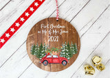 Dark Wood Circle Decoration - first xmas as mr & mrs red car