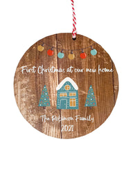 Dark Wood Circle Decoration - Teal house first xmas in our new home