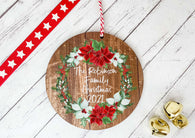 Dark Wood Circle Decoration - Wreath family personalised