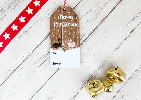 Reusable Gift Tag - Nutcracker Swans