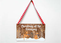Christmas at the Personalised Hanging Xmas plaque - Forest Animals