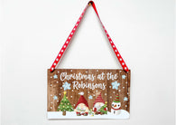 Christmas at the Personalised Hanging Xmas plaque - Xmas Gnomes