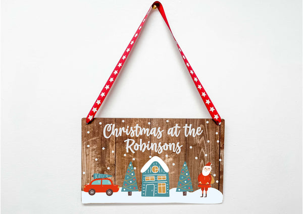 Christmas at the Personalised Hanging Xmas plaque - Teal House
