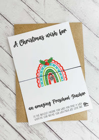 Wish bracelet - A Christmas wish for an amazing Preschool Teacher - Xmas Rainbow