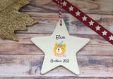 Ceramic Hanging Star Decoration Child's name bear