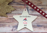 Ceramic Hanging Star Decoration Baby's first xmas penguin