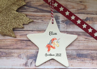 Ceramic Hanging Star Decoration Child's name unicorn