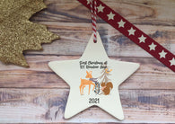 Ceramic Hanging Star Decoration Forest animals first xmas in our new home