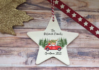 Ceramic Hanging Star Decoration Family personalised red car