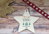 Ceramic Hanging Star Decoration Teal house first Christmas as mr & mrs