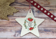 Ceramic Hanging Star Decoration Wreath family personalised