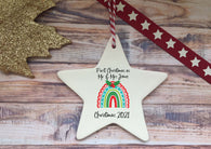 Ceramic Hanging Star Decoration Xmas rainbow - first xmas as mr & mrs