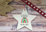 Ceramic Hanging Star Decoration Xmas rainbow - first xmas as mr & mrs