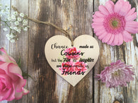 Wooden Heart Ornament - Chance Made Us Cousins Bright