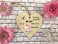 Wooden Heart Ornament - Teaching Assistant Rare As A Unicorn