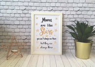 Card Print - Mums Are Like Stars