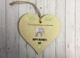 Wooden Heart Ornament - Elephant Mothers Day