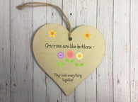 Wooden Heart Ornament - Grannies Like Buttons