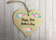 Wooden Heart Ornament - First Mothers Day Floral