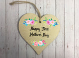 Wooden Heart Ornament - First Mothers Day Floral