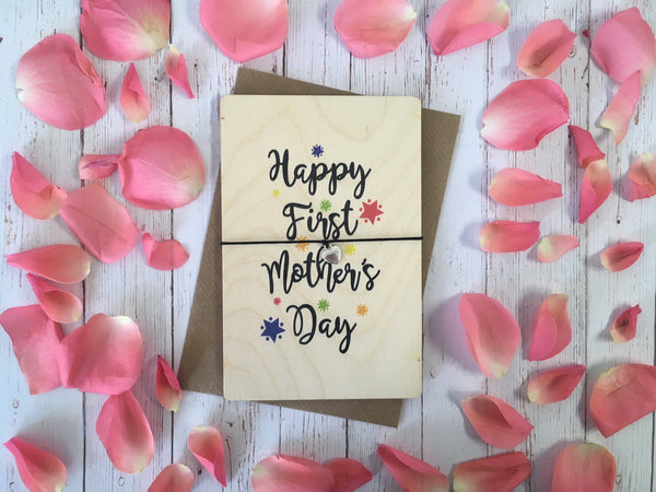 Printed Wooden Wish Bracelet Happy First Mothers Day Dios Designs