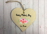 Wooden Heart Ornament - Happy Mothers Day Love Bump Floral