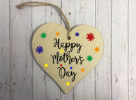 Wooden Heart Ornament - Happy Mothers Day Stars