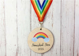 Homeschool Hero printed wooden medal (rainbow design)