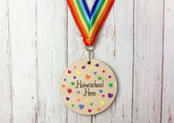 Homeschool Hero printed wooden medal (stars design)