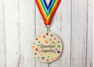 Homeschool Superstar printed wooden medal (stars design)