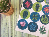 Luxury Large Cactus Succulent Floral - Happy Post Stickers - Happy Mail