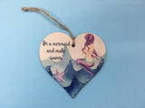 Wooden Heart Ornament - Mermaid